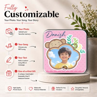Personalised Musical Fridge Magnet with Custom Photo, Name & Song  Rechargeable Battery, Type-C USB Charging | Birthday Gift for Kids & Music Lover Boy